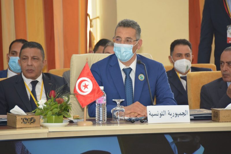 Taoufik Charfeddine, lors de la 39ème session du Conseil des ministres de l'Intérieur arabes, qui vient de se tenir à Tunis.