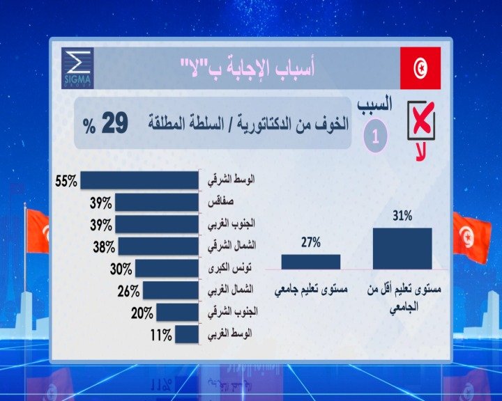 29 % des Tunisiens qui ont voté non ont peur de la dictature. 